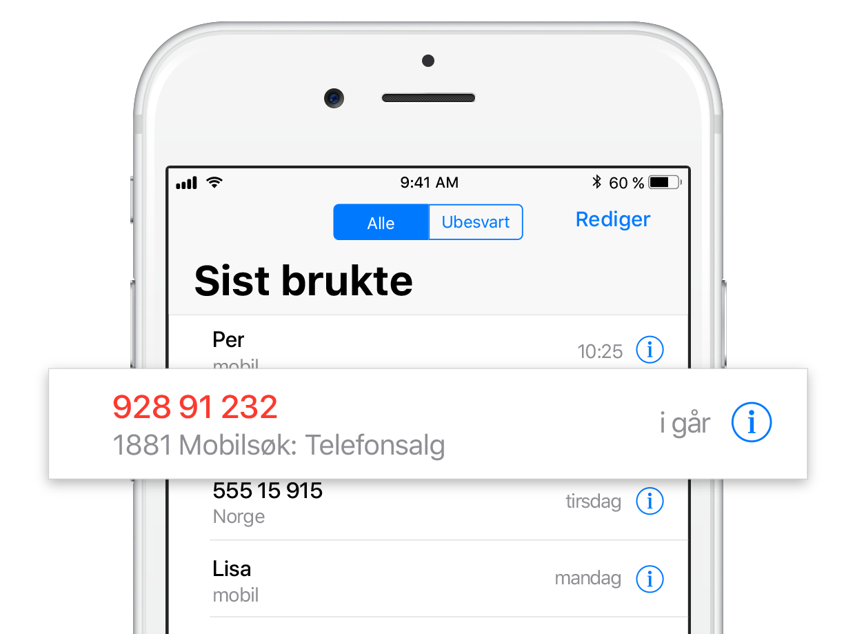 Vises også i anropslista